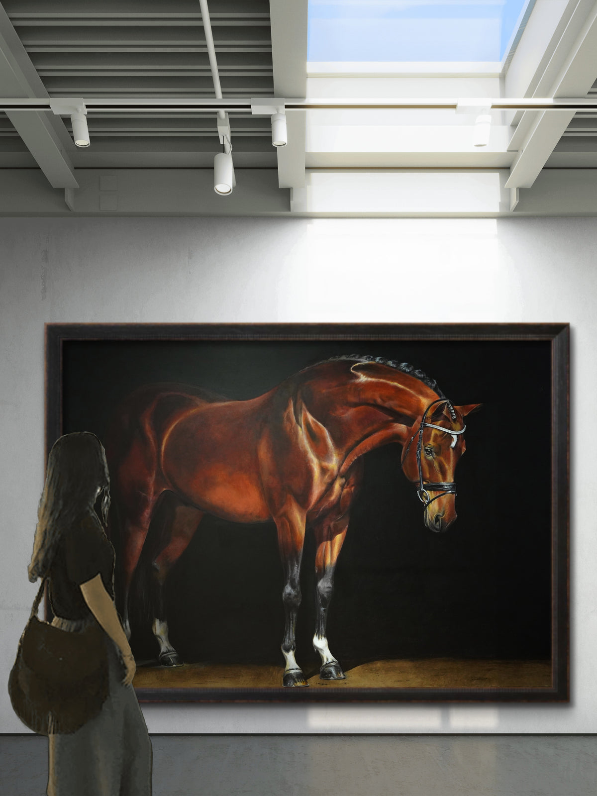 120" x 80" Original Hand painted Lifesize Portrait side view Oil Medium