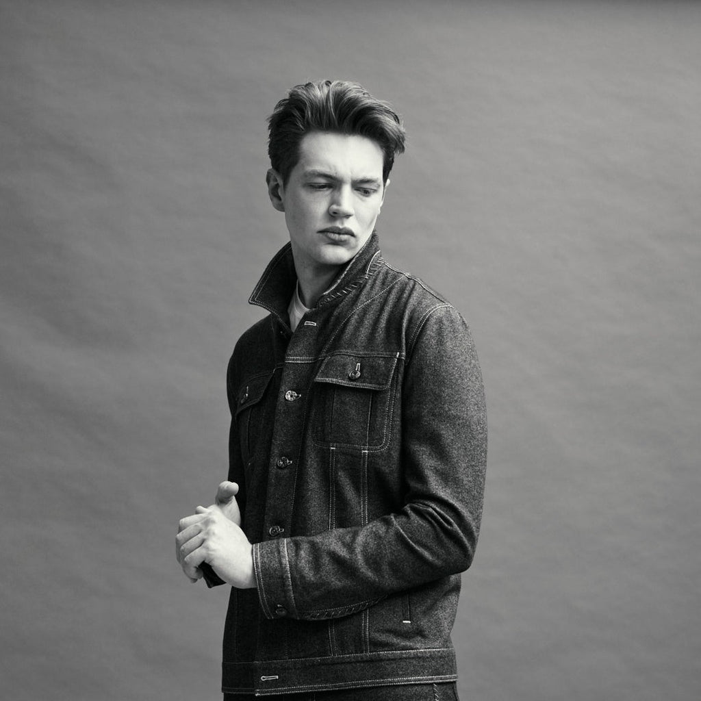 カシミアストレッチデニムジャケット