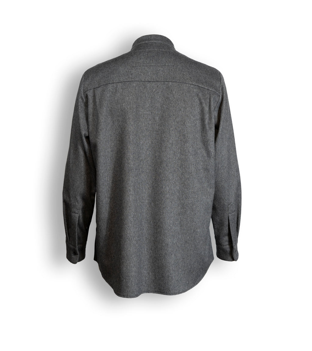 CAMICIA IN CASHMERE ELASTICIZZATO CON COLLO A FASCIA GRIGIA 