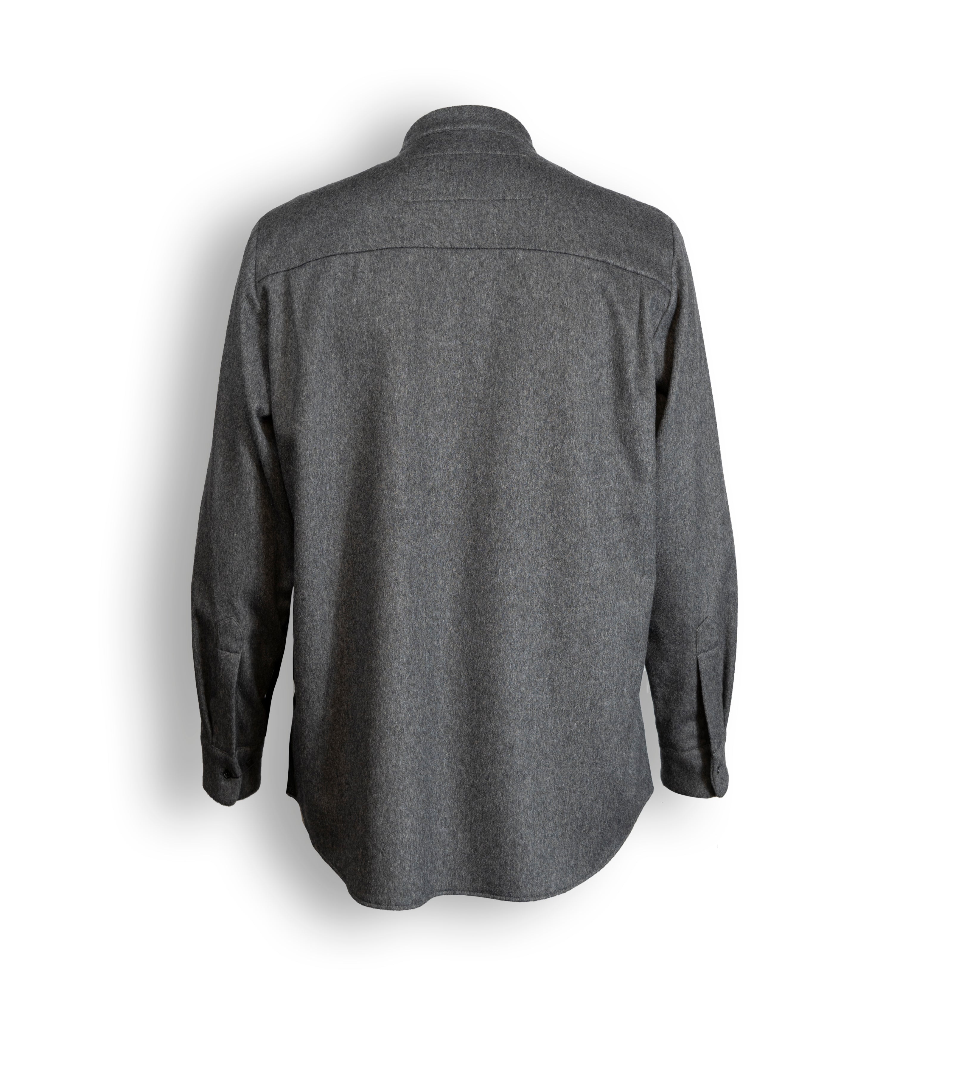 カシミア ストレッチ バンドカラー シャツ グレー