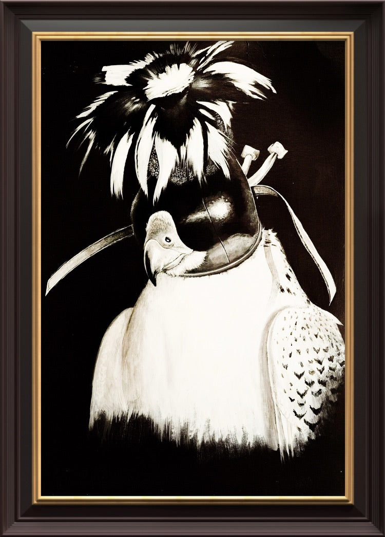 Original Hand-painted Lifesize Falcon study Acrylic Medium