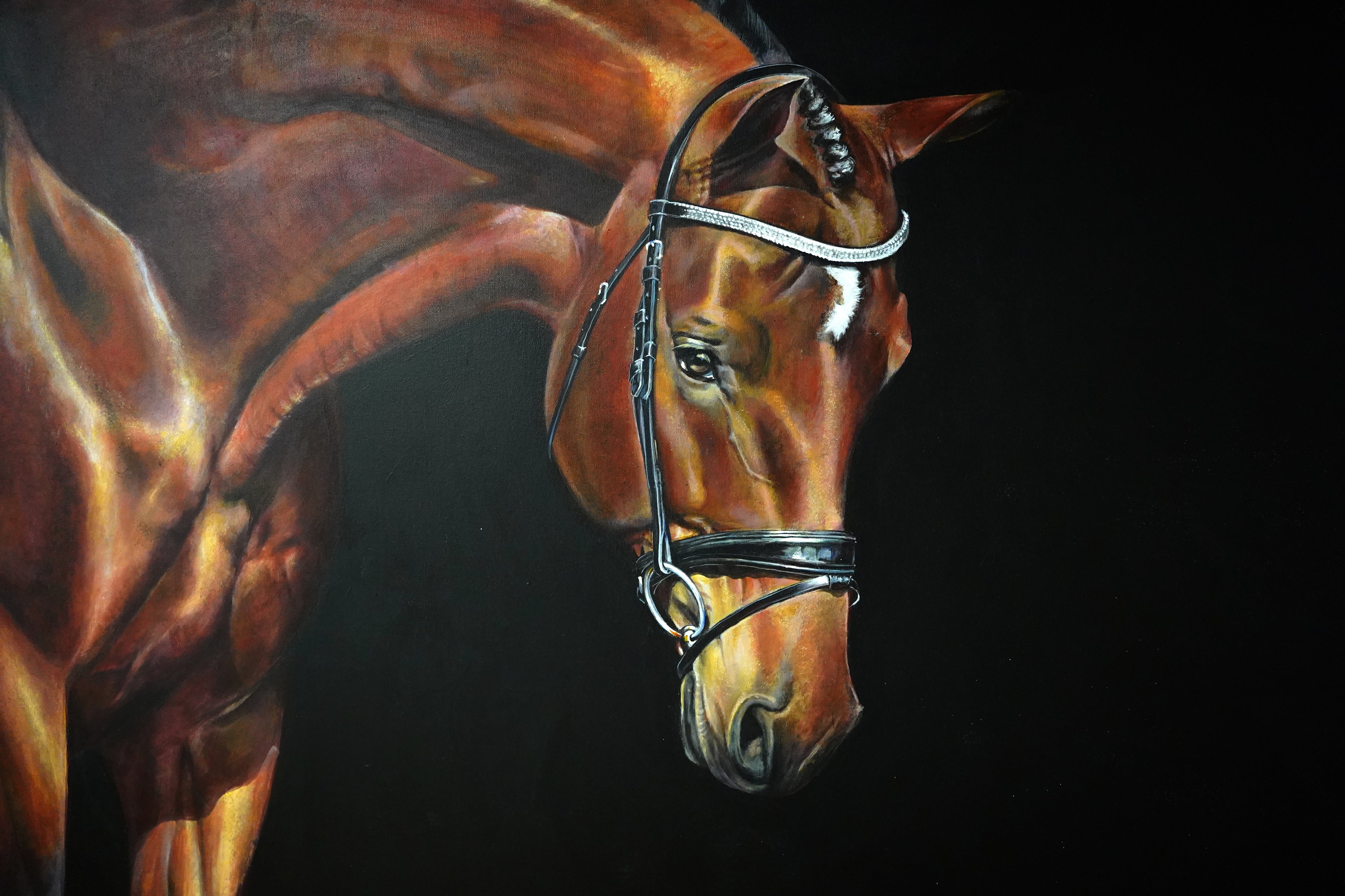 Original Hand painted Lifesize Portrait side view Acrylic Medium