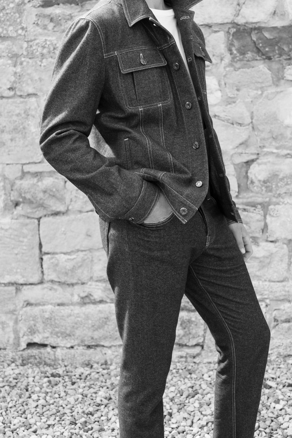 カシミアストレッチデニムジーンズ