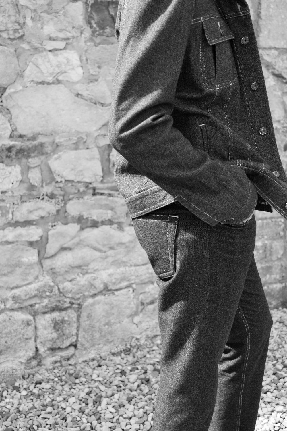 カシミアストレッチデニムジャケット