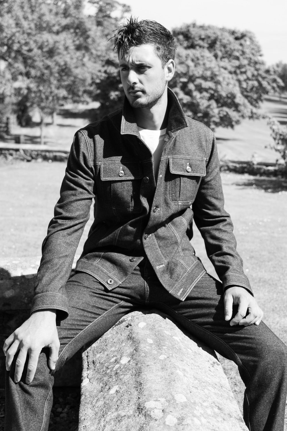 カシミアストレッチデニムジャケット