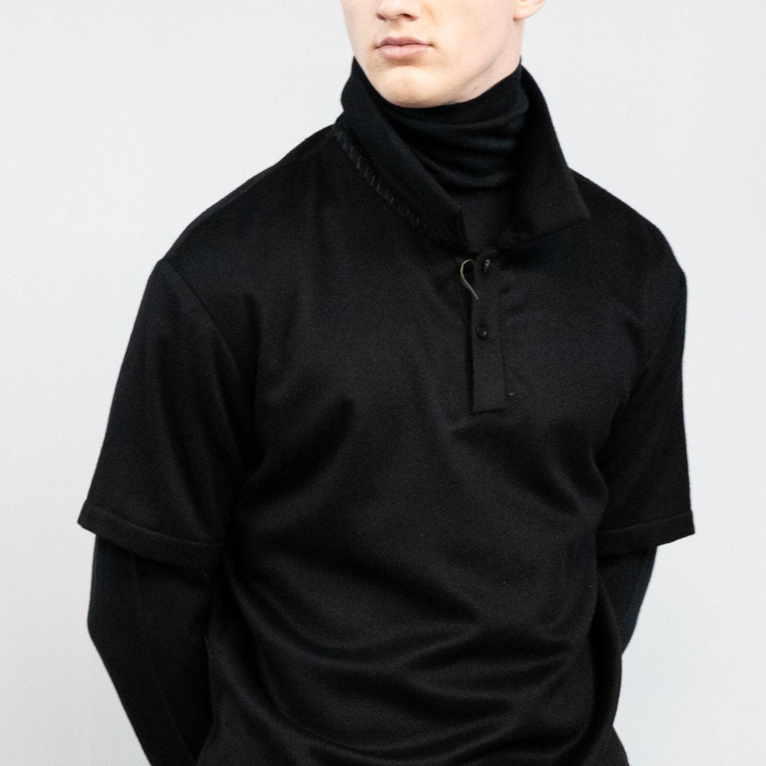 カシミア ストレッチ ポロシャツ SS ブラック