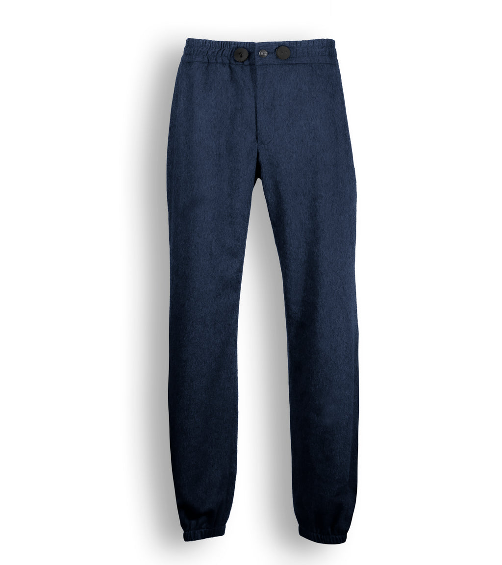 JOGGER IN CASHMERE ELASTICIZZATO CON POLSINO BLU MARINO 