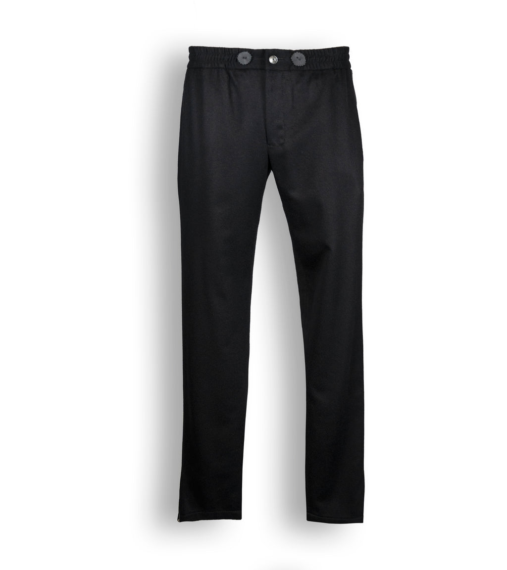 JOGGER IN CASHMERE ELASTICIZZATO CON POLSINO CON ZIP NERO 