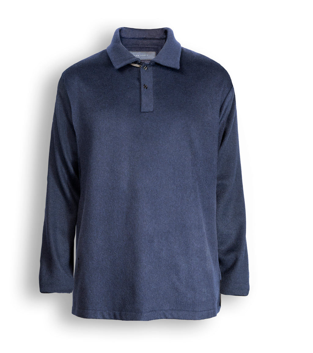 POLO IN CASHMERE ELASTICIZZATO LS NAVY 