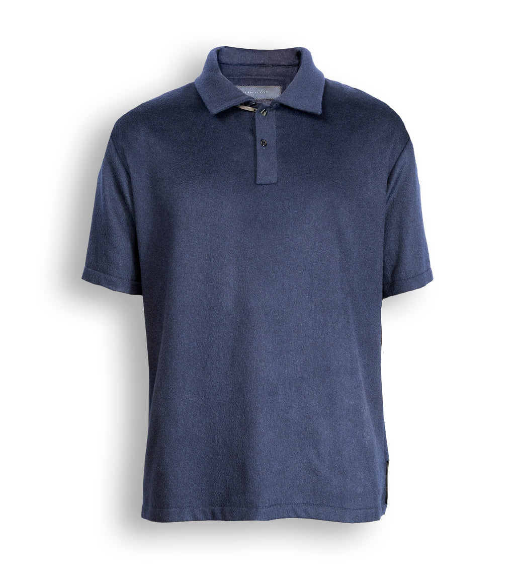 POLO IN CASHMERE ELASTICIZZATO SS NAVY 