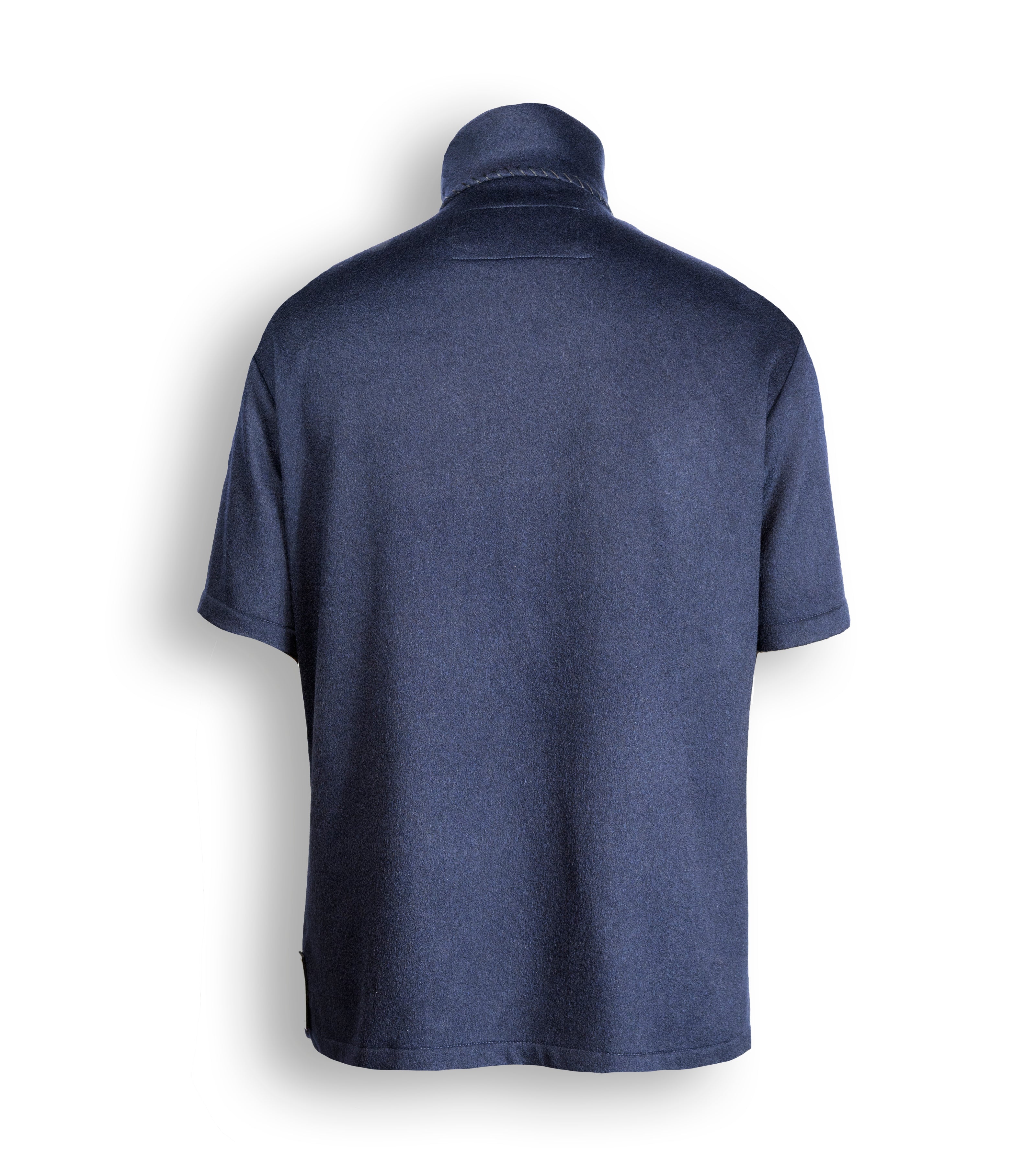 POLO IN CASHMERE ELASTICIZZATO SS NAVY 