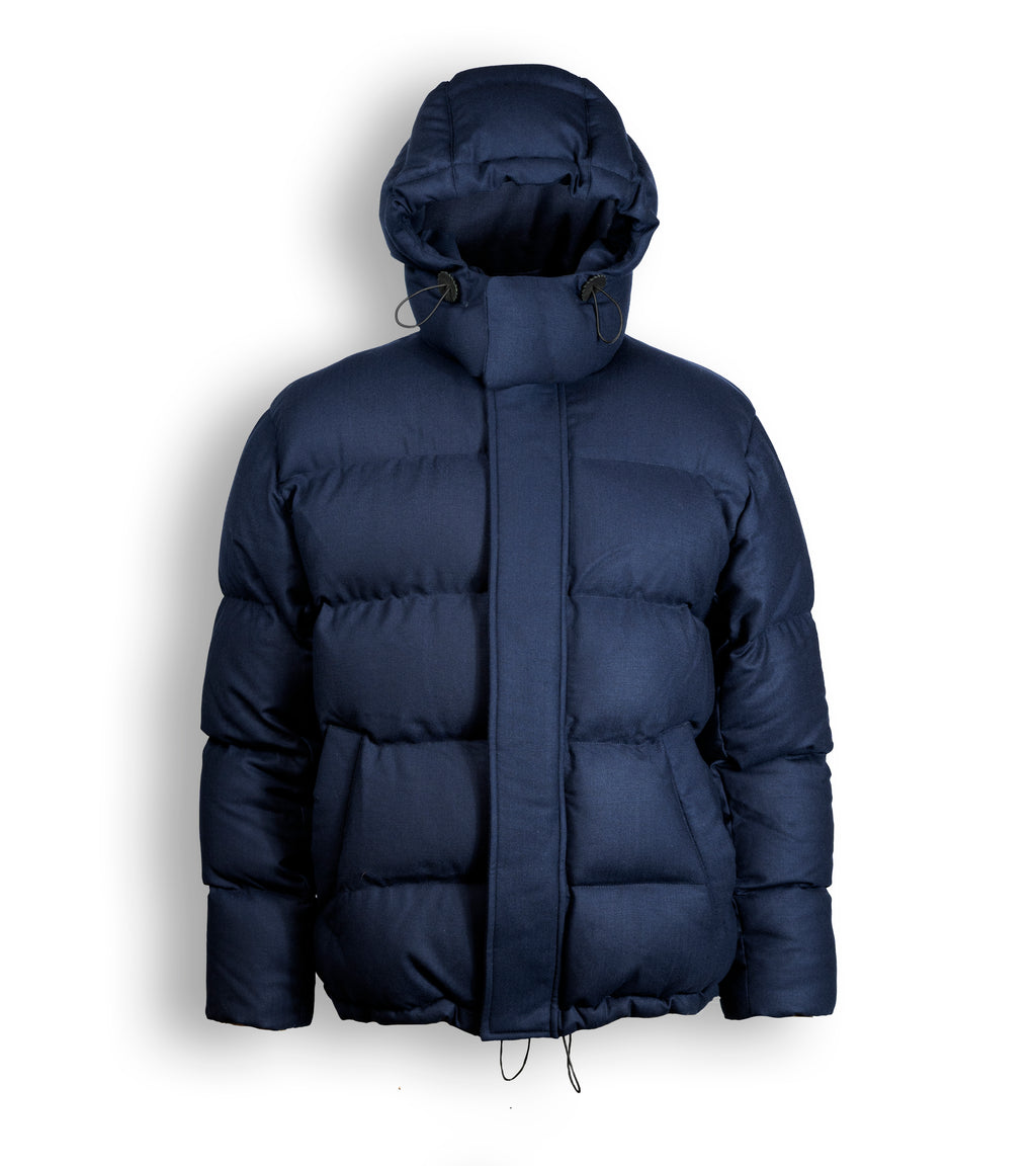 PUFFA IN CASHMERE ELASTICIZZATO CON IMBOTTITURA IN PIUMINO D'OCA 