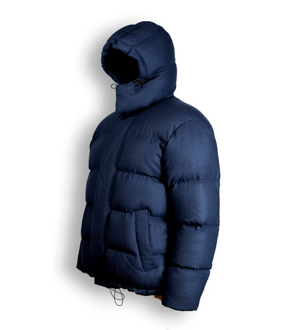 PUFFA IN CASHMERE ELASTICIZZATO CON IMBOTTITURA IN PIUMINO D'OCA 